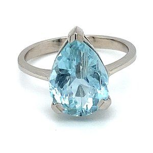 Aquamarine 4.65ct Solid 14K White Gold Ring